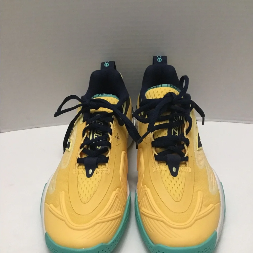 New Balance Yellow and Teal Sneakers with Navy Laces